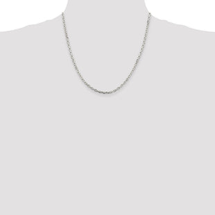 Sterling Silver Beveled Oval Cable Chain (Style QCA100-20)