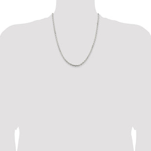 Sterling Silver Beveled Oval Cable Chain (Style QCA100-22)
