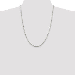 Sterling Silver Beveled Oval Cable Chain (Style QCA100-24)