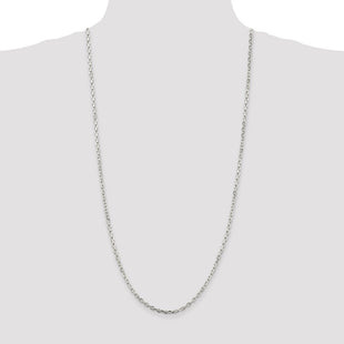 Sterling Silver Beveled Oval Cable Chain (Style QCA100-30)