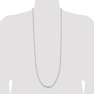 Sterling Silver Beveled Oval Cable Chain (Style QCA100-36)