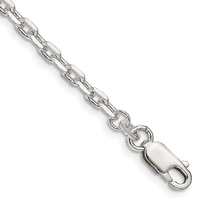 Sterling Silver Beveled Oval Cable Chain, 16 x 3.25mm