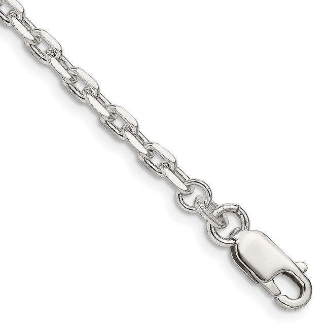 Sterling Silver Beveled Oval Cable Chain, 16 x 3.25mm