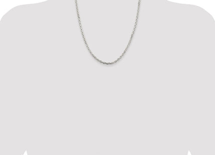 Sterling Silver Rhodium-plated Beveled Oval Cable Chain