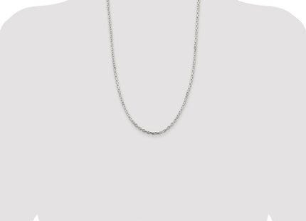 Sterling Silver Rhodium-plated Beveled Oval Cable Chain