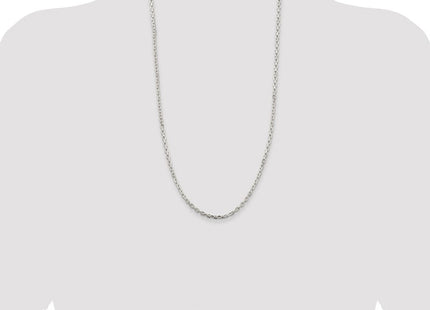 Sterling Silver Rhodium-plated Beveled Oval Cable Chain (Style QCA100R-28)
