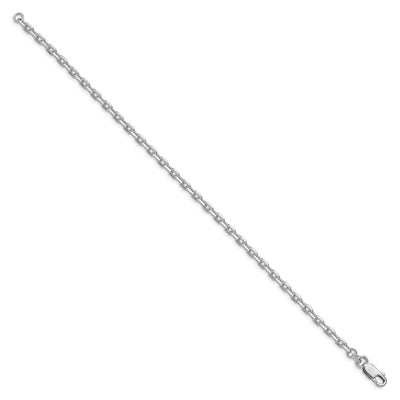 Sterling Silver Rhodium-plated Beveled Oval Cable Bracelet, 7 x 3.25mm