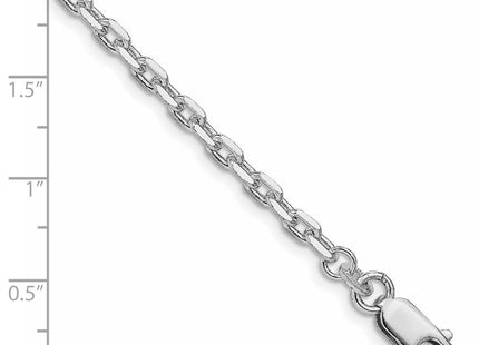 Sterling Silver Rhodium-plated Beveled Oval Cable Bracelet