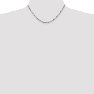 Sterling Silver Beveled Oval Cable Chain (Style QCA120-16)
