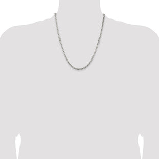 Sterling Silver Beveled Oval Cable Chain (Style QCA120-22)