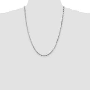Sterling Silver Beveled Oval Cable Chain (Style QCA120-24)