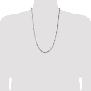 Sterling Silver Beveled Oval Cable Chain (Style QCA120-26)