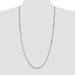 Sterling Silver Beveled Oval Cable Chain (Style QCA120-30)