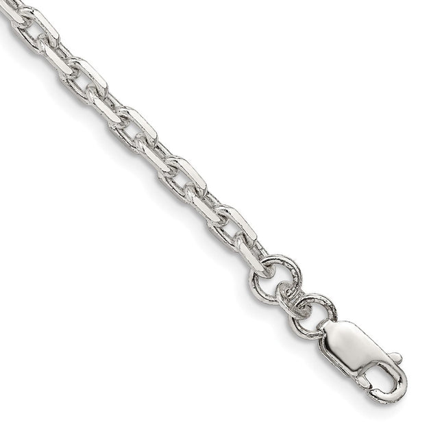 Sterling Silver Beveled Oval Cable Bracelet, 7 x 3.95mm