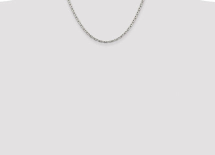 Sterling Silver Rhodium-plated Beveled Oval Cable Chain