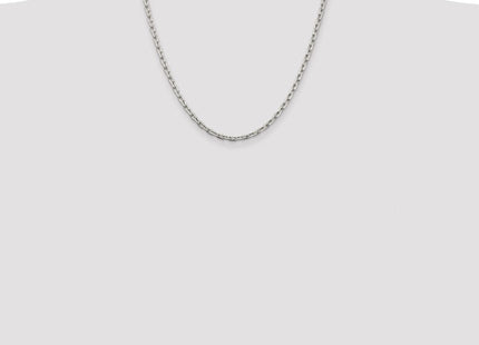 Sterling Silver Rhodium-plated Beveled Oval Cable Chain