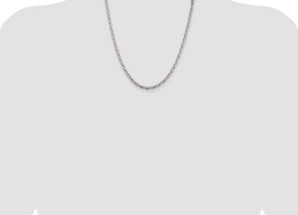Sterling Silver Rhodium-plated Beveled Oval Cable Chain
