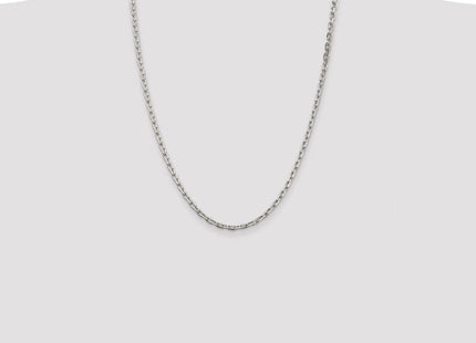Sterling Silver Rhodium-plated Beveled Oval Cable Chain