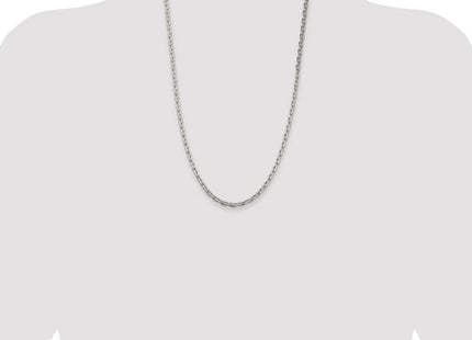 Sterling Silver Rhodium-plated Beveled Oval Cable Chain