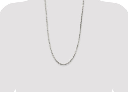 Sterling Silver Rhodium-plated Beveled Oval Cable Chain