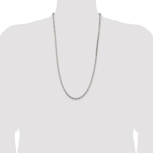 Sterling Silver Rhodium-plated Beveled Oval Cable Chain