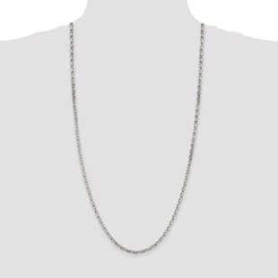 Sterling Silver Rhodium-plated Beveled Oval Cable Chain