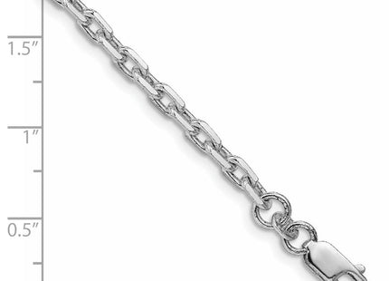 Sterling Silver Rhodium-plated Beveled Oval Cable Bracelet