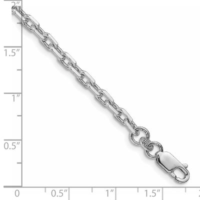 Sterling Silver Rhodium-plated Beveled Oval Cable Bracelet, 7 x 3.95mm