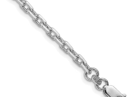 Sterling Silver Rhodium-plated Beveled Oval Cable Chain (Style QCA120R-8)
