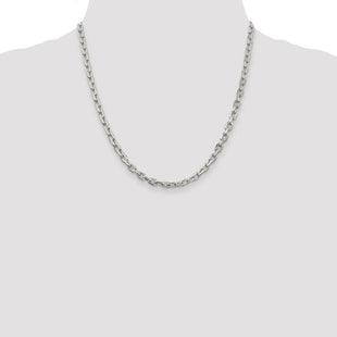 Sterling Silver Beveled Oval Cable Chain (Style QCA150-20)