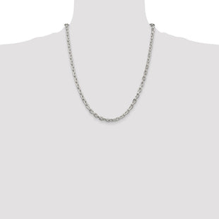 Sterling Silver Beveled Oval Cable Chain (Style QCA150-22)