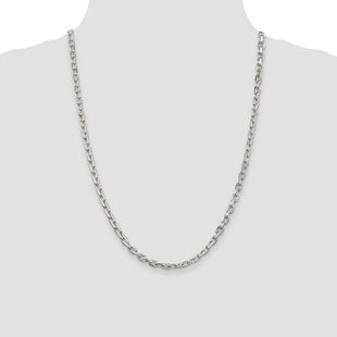 Sterling Silver Beveled Oval Cable Chain (Style QCA150-24)