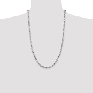 Sterling Silver Beveled Oval Cable Chain (Style QCA150-26)