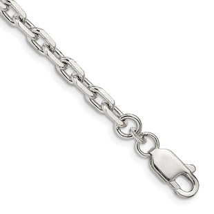Sterling Silver Beveled Oval Cable Chain (Style QCA150-8)