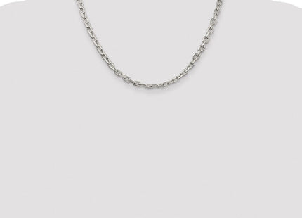 Sterling Silver Rhodium-plated Beveled Oval Cable Chain