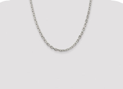 Sterling Silver Rhodium-plated Beveled Oval Cable Chain