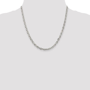 Sterling Silver Rhodium-plated Beveled Oval Cable Chain