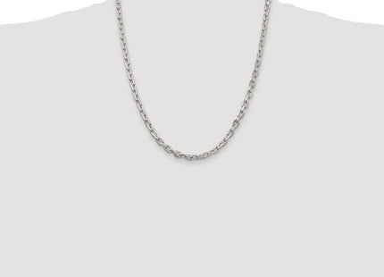 Sterling Silver Rhodium-plated Beveled Oval Cable Chain