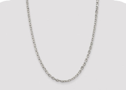 Sterling Silver Rhodium-plated Beveled Oval Cable Chain