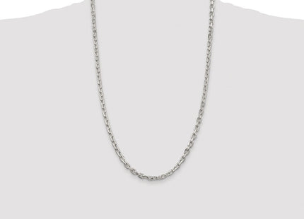 Sterling Silver Rhodium-plated Beveled Oval Cable Chain