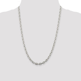 Sterling Silver Beveled Oval Cable Chain (Style QCA170-24)