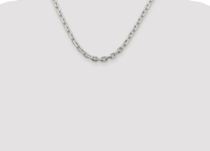 Sterling Silver Rhodium-plated Beveled Oval Cable Chain