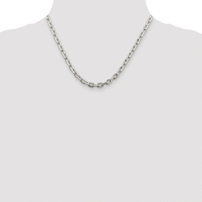 Sterling Silver Rhodium-plated Beveled Oval Cable Chain, 18 x 5.4mm