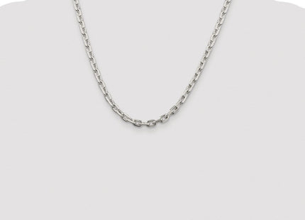 Sterling Silver Rhodium-plated Beveled Oval Cable Chain