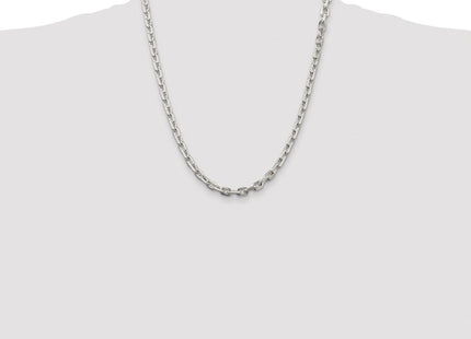 Sterling Silver Rhodium-plated Beveled Oval Cable Chain