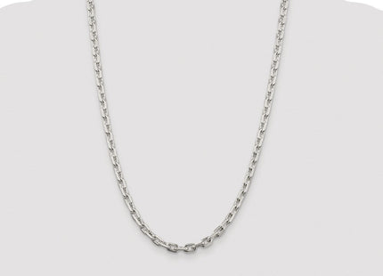 Sterling Silver Rhodium-plated Beveled Oval Cable Chain