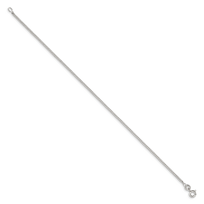Sterling Silver Curb Chain Anklet, 9 x 1.5mm