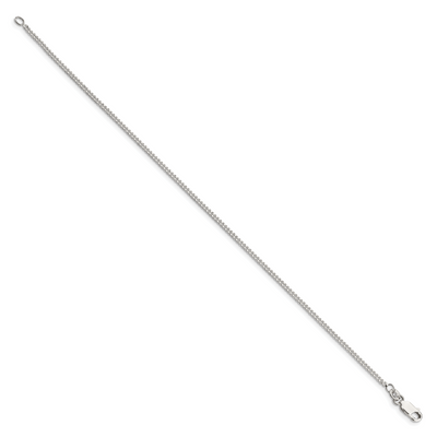 Sterling Silver Curb Chain Anklet, 9 x 1.75mm