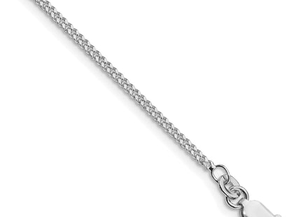 Sterling Silver Rhodium-plated Curb Chain Anklet, 9 x 1.75mm