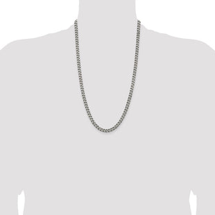 Sterling Silver Antiqued Curb Chain (Style QCB150A-26)